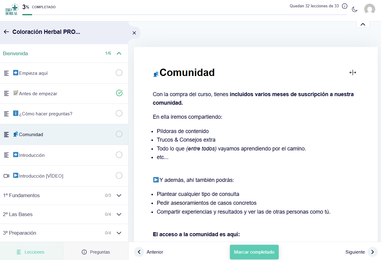 Así se ve la plataforma del curso
